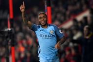 BOURNEMOUTH, ENGLAND - FEBRUARY 13:  Raheem Sterling of Manchester City celebrates after scoring the opening goal during the Premier League match between AFC Bournemouth and Manchester City at Vitality Stadium on February 13, 2017 in Bournemouth, England.  (Photo by Stu Forster/Getty Images)